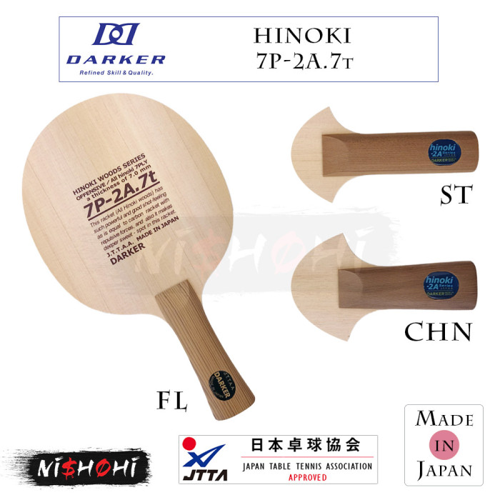 DARKER [HINOKI 7P-2A.7t] Table Tennis Blade 7P-2A-7T | Nishohi Japan